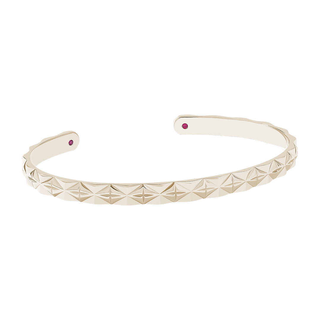 Diamond Cut Cuff Bracelet in Solid Yellow Gold