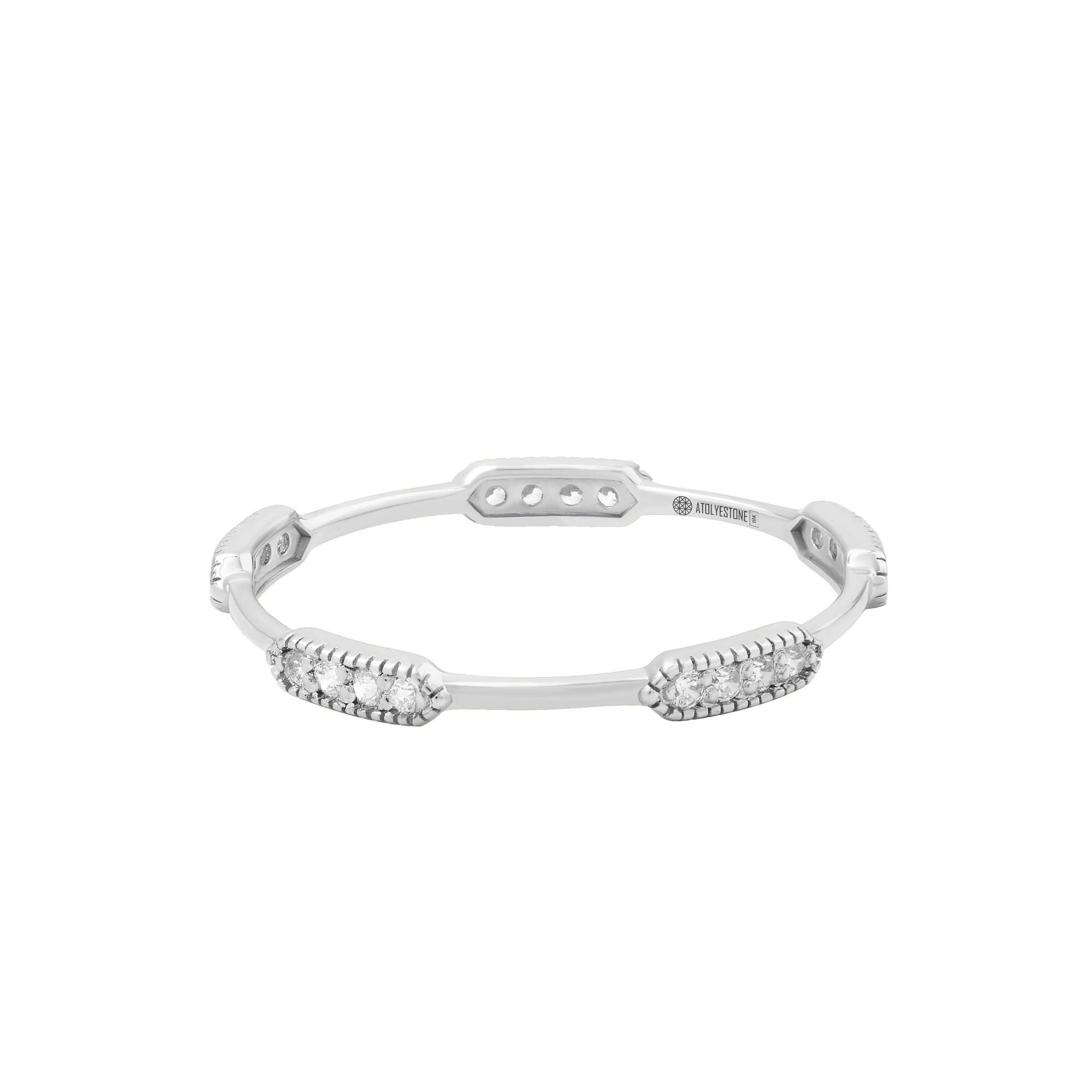 Diamond Milgrain Eternity Ring in Solid White Gold