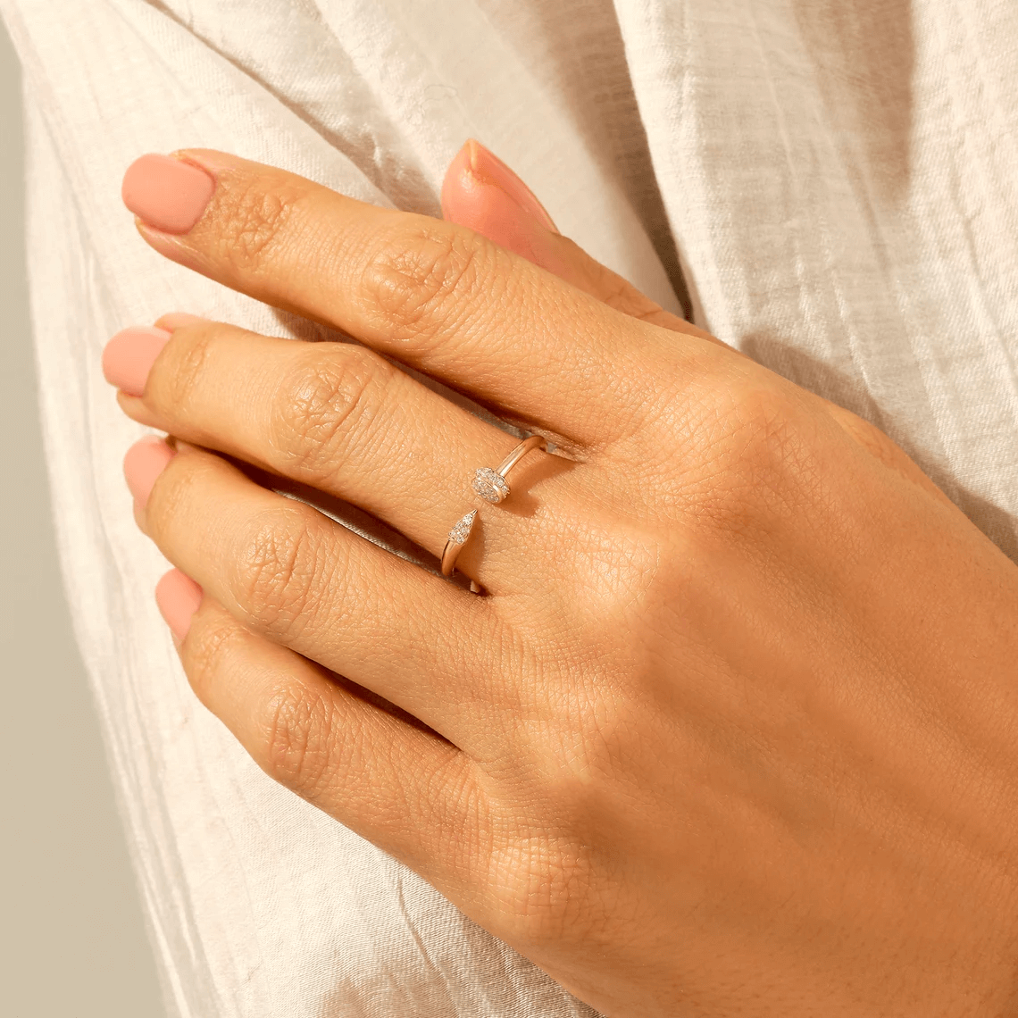 Women's 0.11 ctw Diamond Pave Stackable Nail Ring in Real Gold