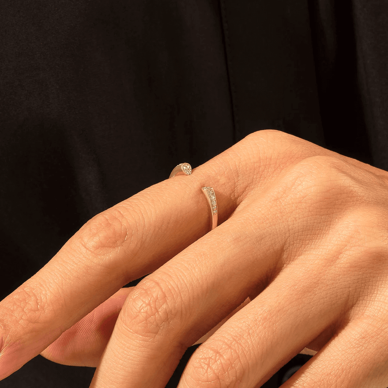Open Cuff Rings Women's Solid Gold Open Claw Ring Paved with White Diamonds