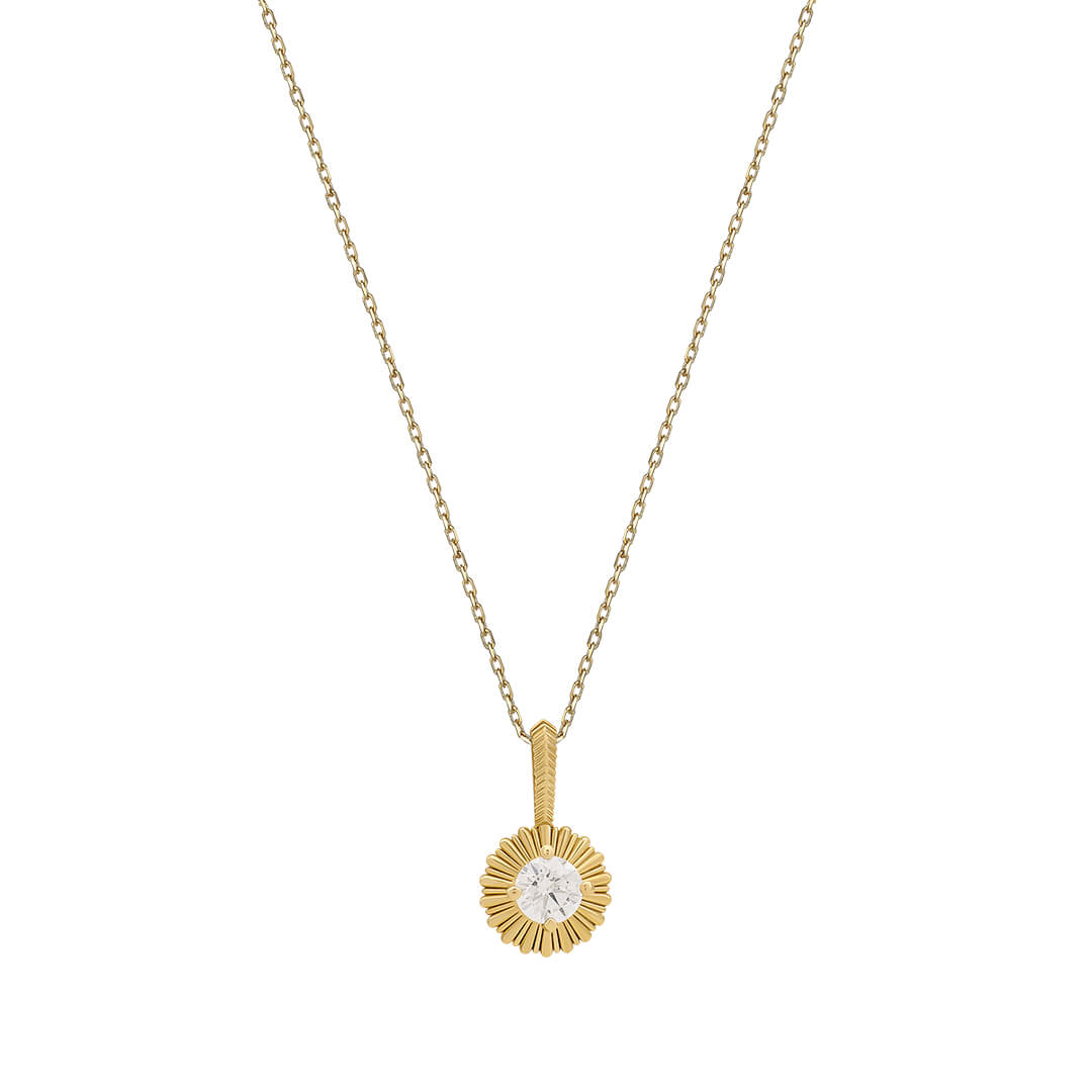 Diamond Starburst Necklace in Solid Yellow Gold