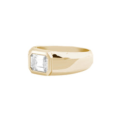 Men's Solid Gold 1.80ct Emerald-Cut Moissanite Ring - Yellow Gold