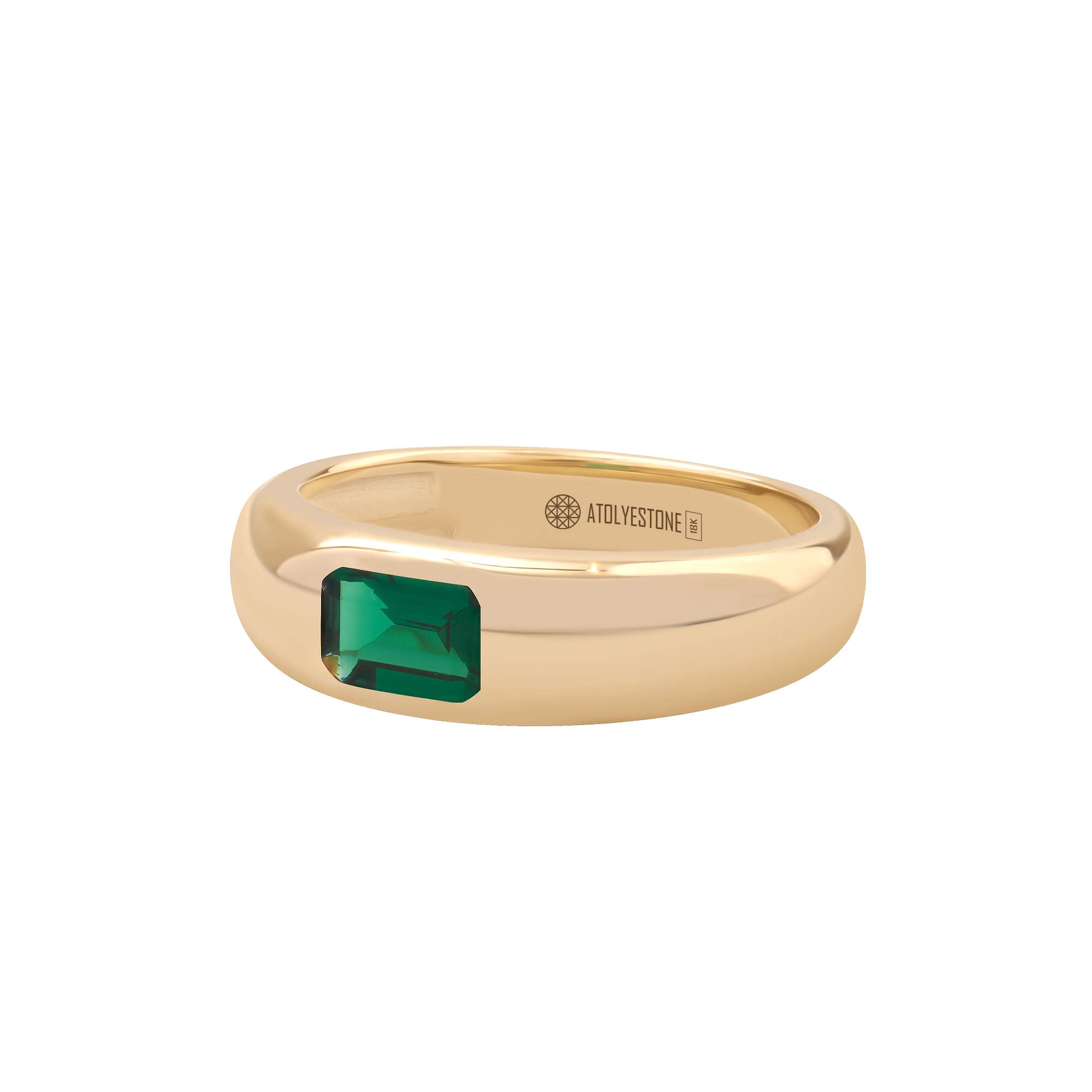 Emerald Dome Ring in Solid Yellow Gold