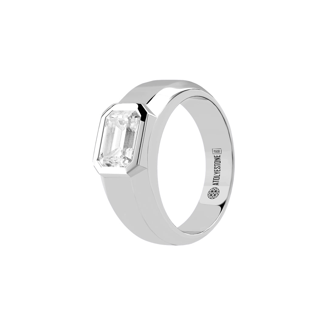 Men's Emerald-Cut 1.80ct Moissanite Ring in Solid Silver