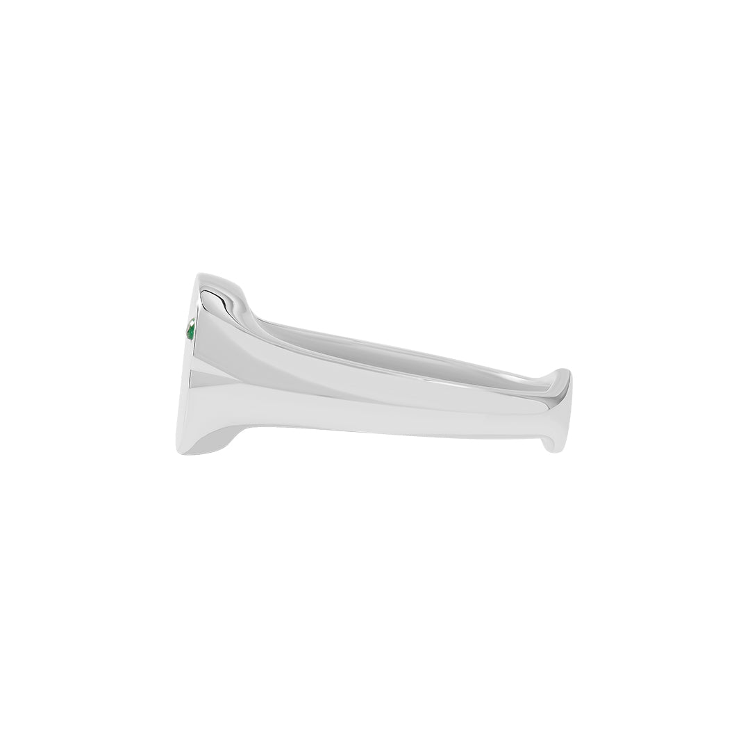 Solid Silver Emerald Square Signet Ring