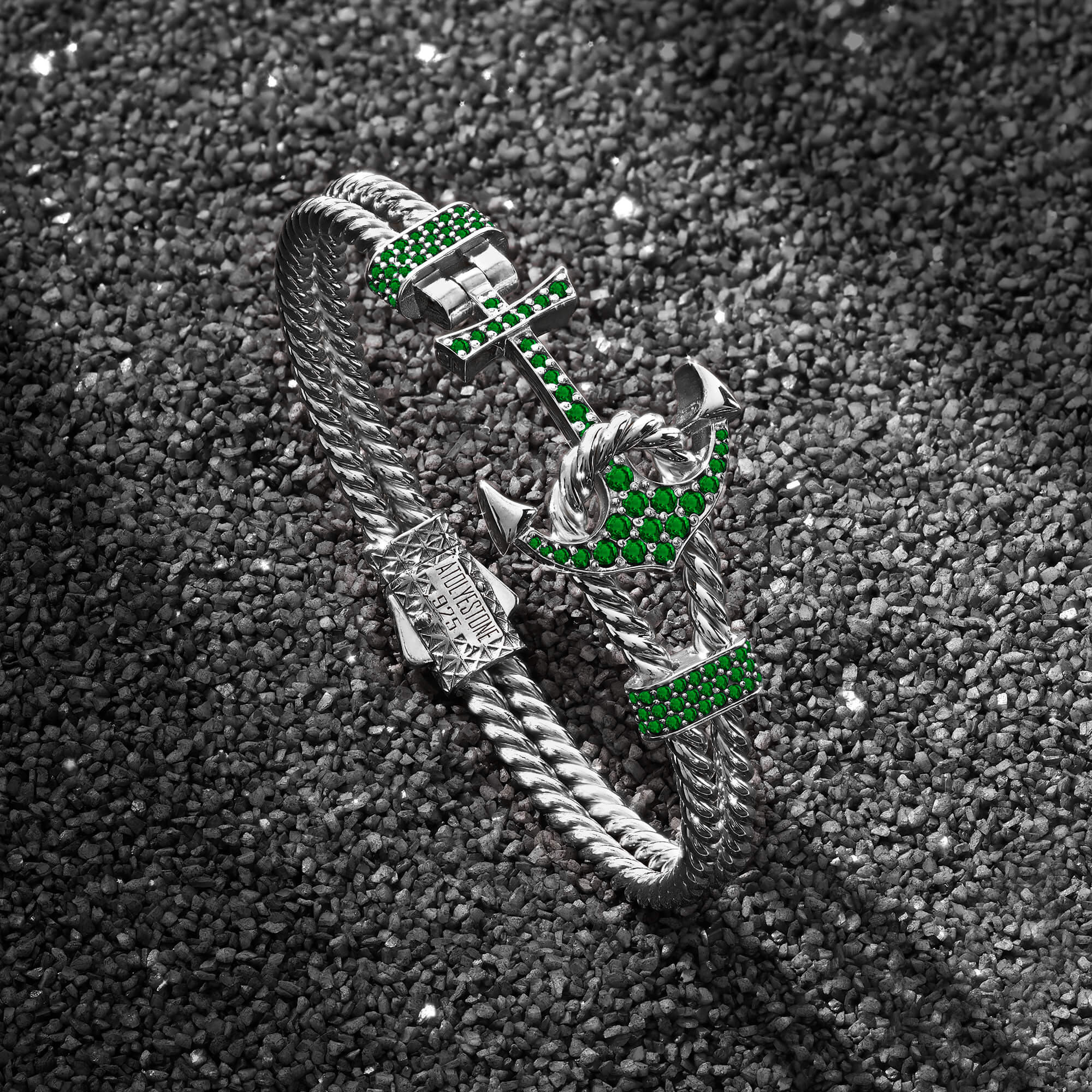Emerald Twined Anchor Bangle - Limited Edition