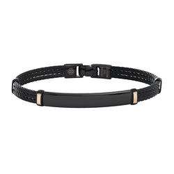 Empire Black Cable Bangle Bracelet with 14k Gold