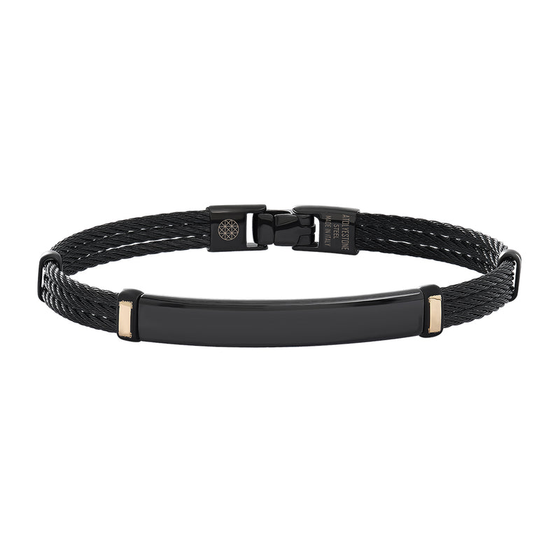 Empire Black Cable Bangle Bracelet with 14k Gold