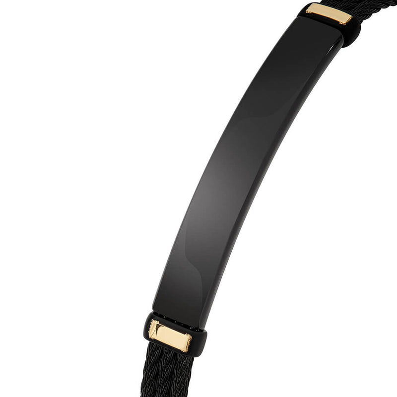 Empire Black Steel Bracelet Front with Gold Accents