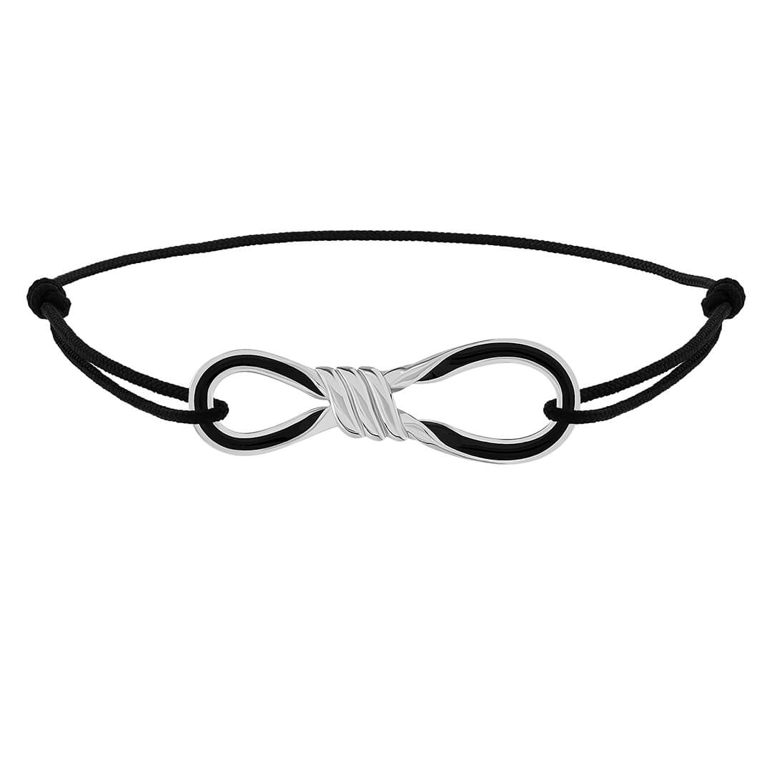 Enamel Infinity Knot Macrame Bracelet in 925 Solid Silver - Black Silver