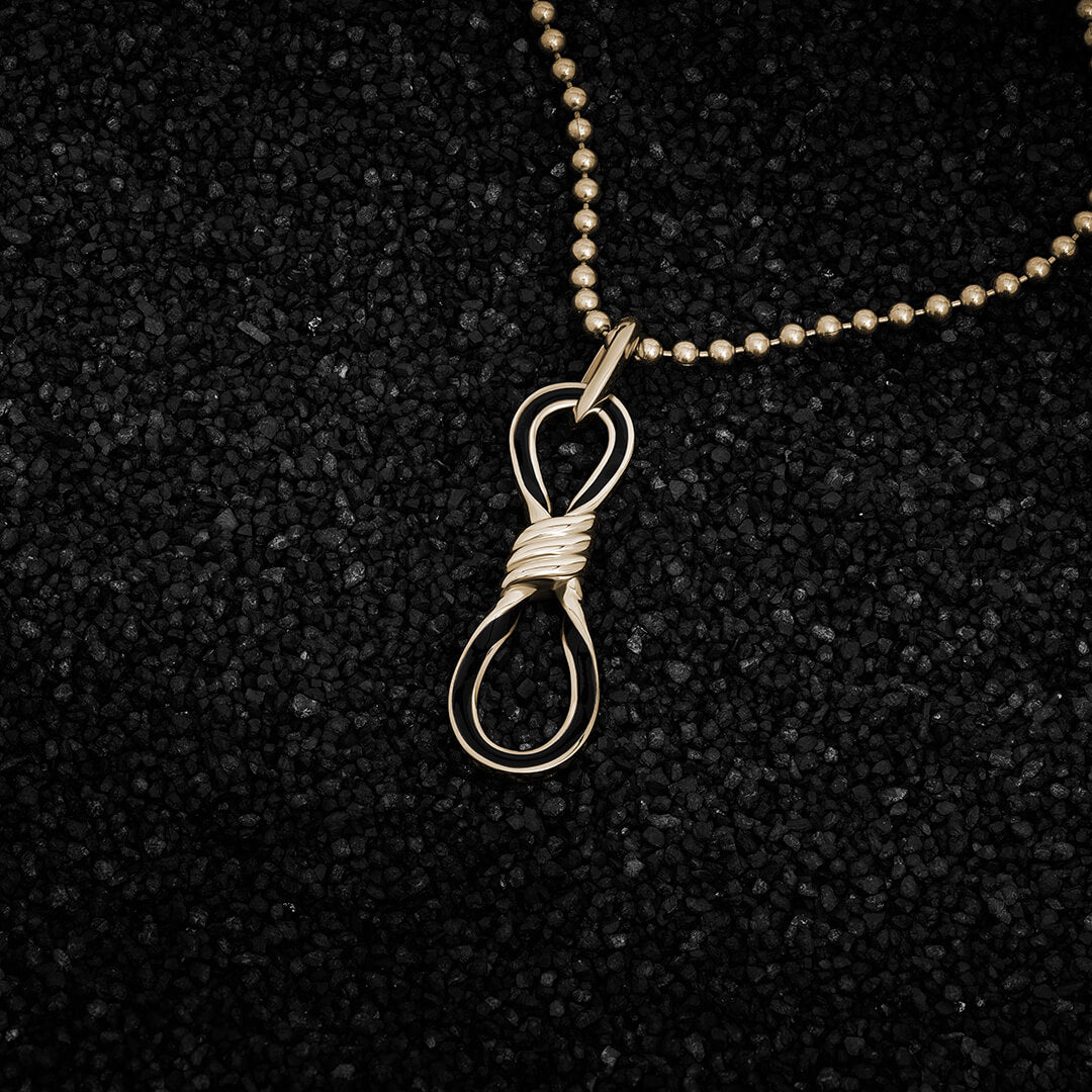 Men's Enamel Infinity Knot Pendant in Solid Gold