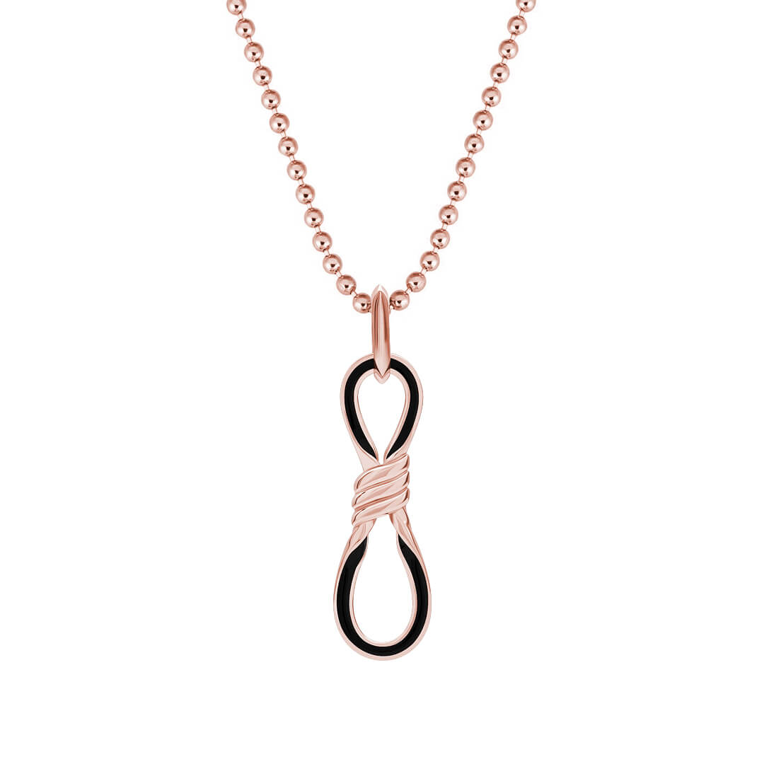 Enamel Infinity Knot Pendant in Solid Rose Gold