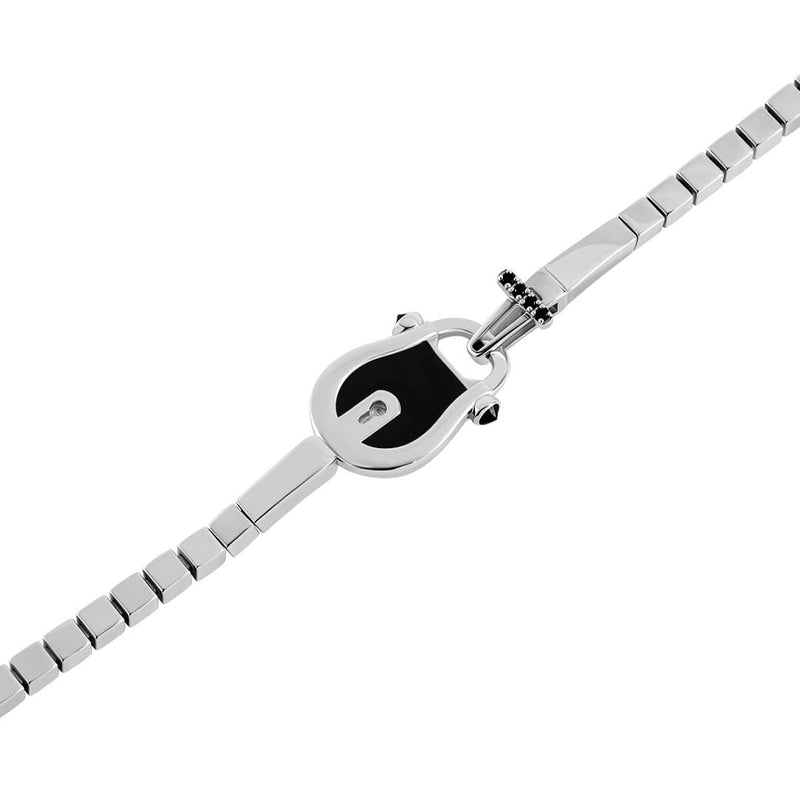 Enamel Lock Chain Bracelet Buckle Charm in 925 Sterling Silver