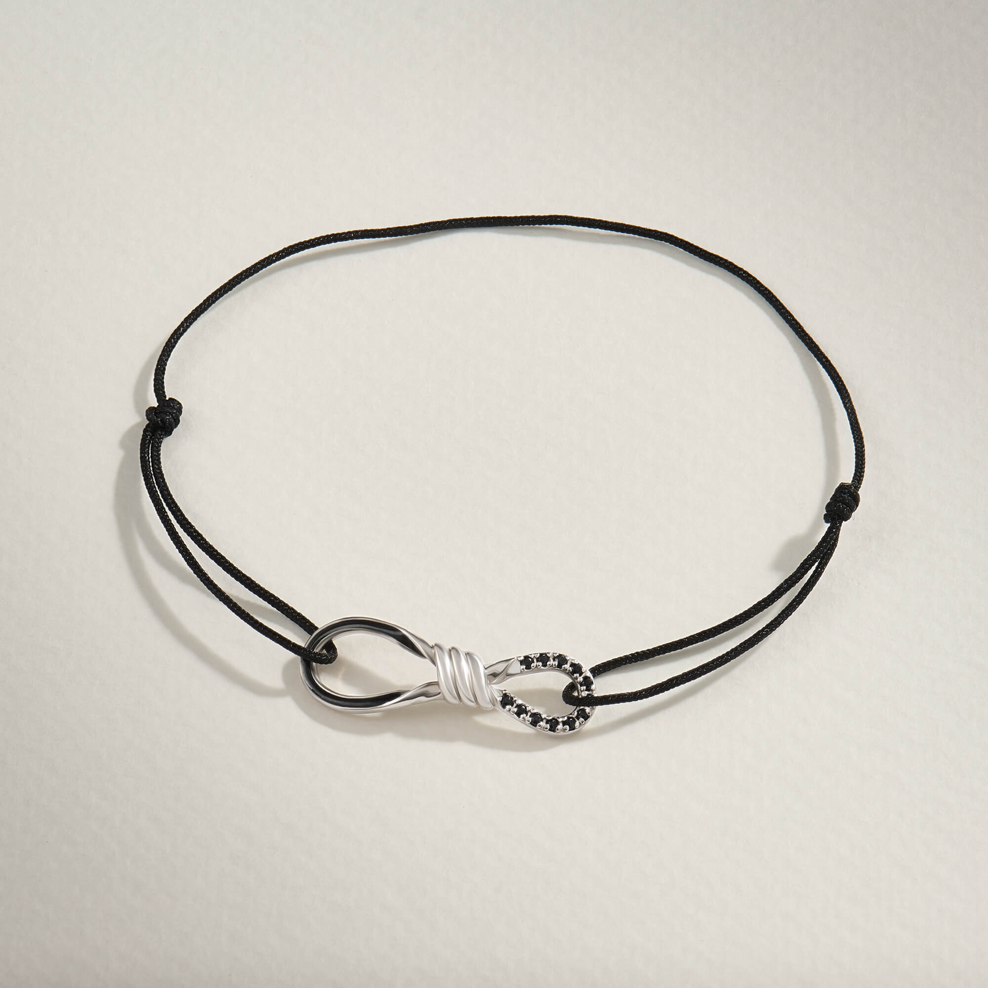 925 Silver Enamel Pave Infinity Knot Macrame Bracelet