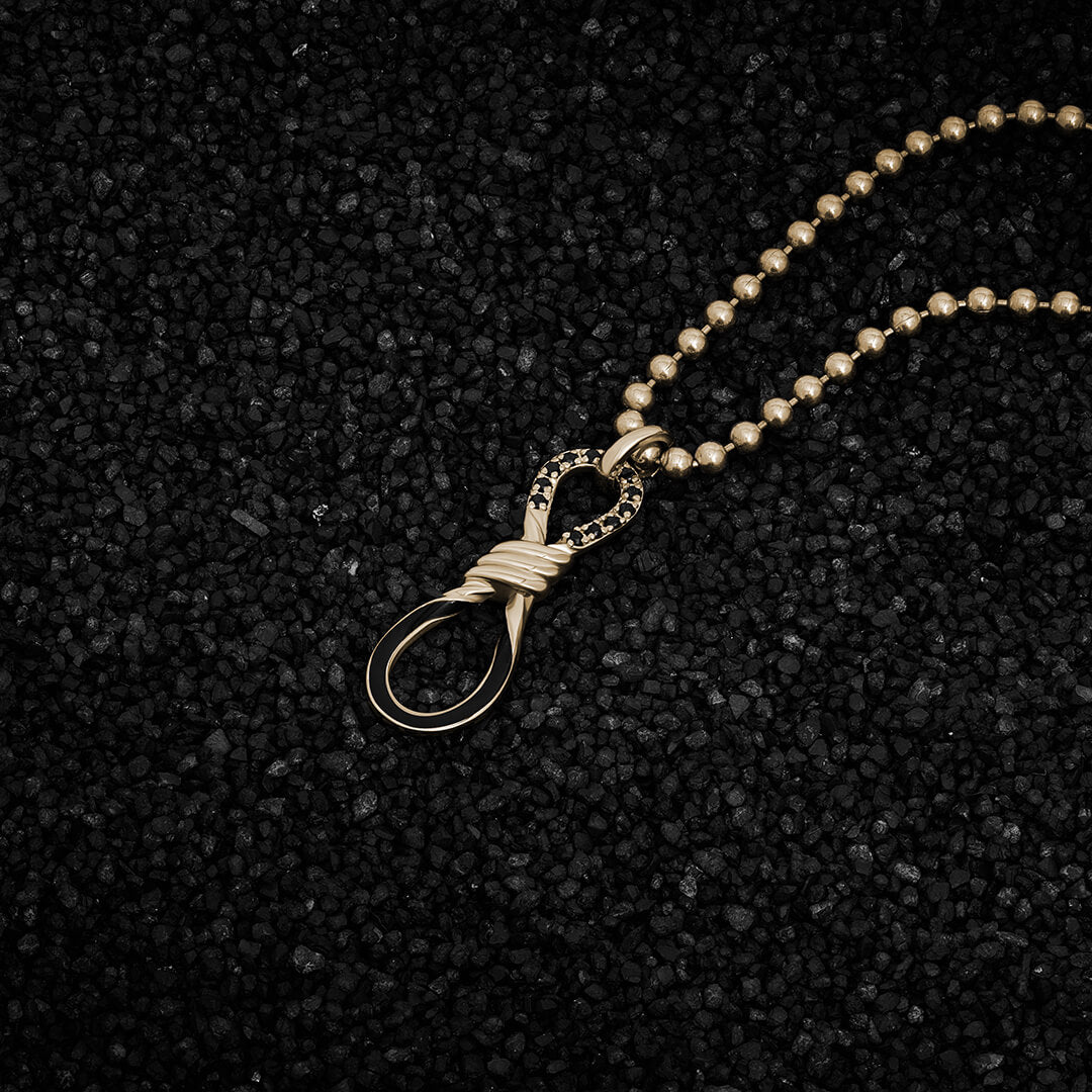 Men's Enamel Paved Infinity Knot Pendant in Gold