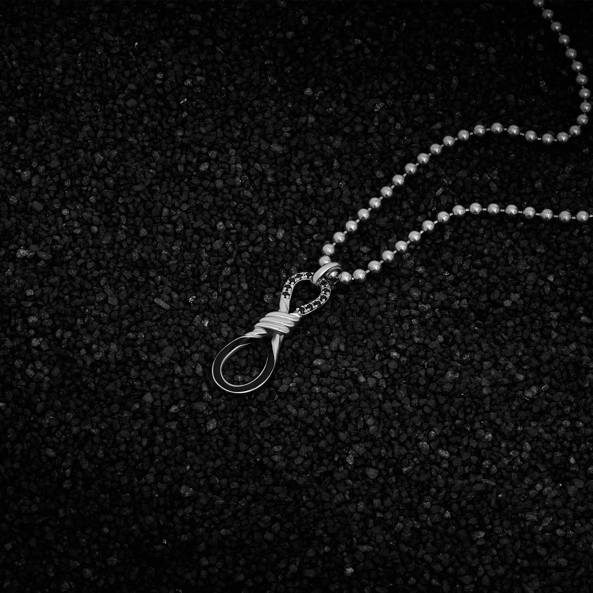 Men's Enamel Pave Infinity Knot Pendant in Solid 925 Silver