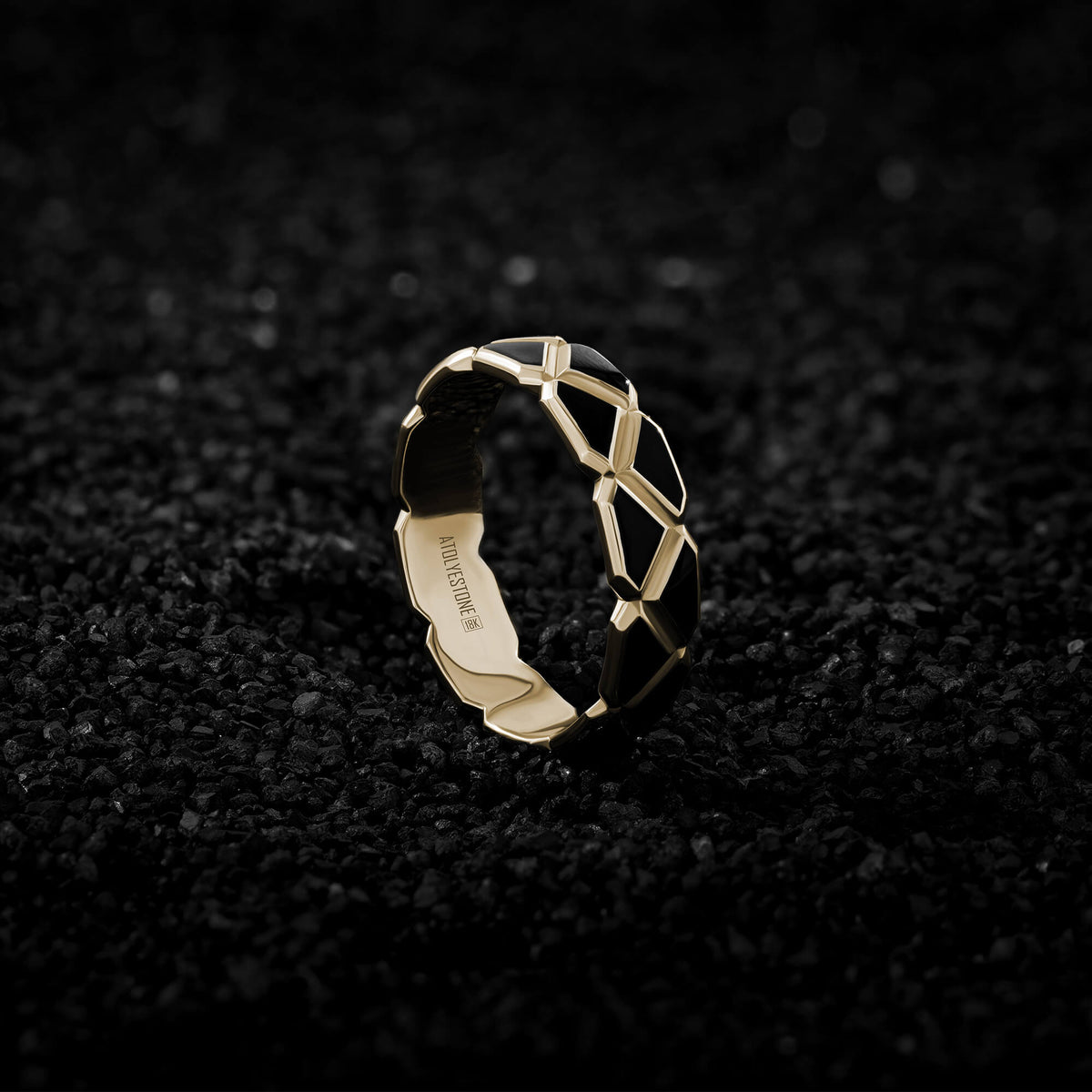 Solid Gold Enamel Triangle Band Ring