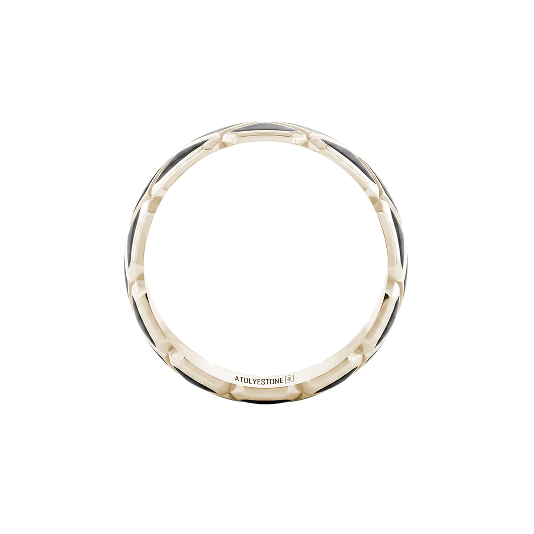Golden Enamel Triangle Band Ring