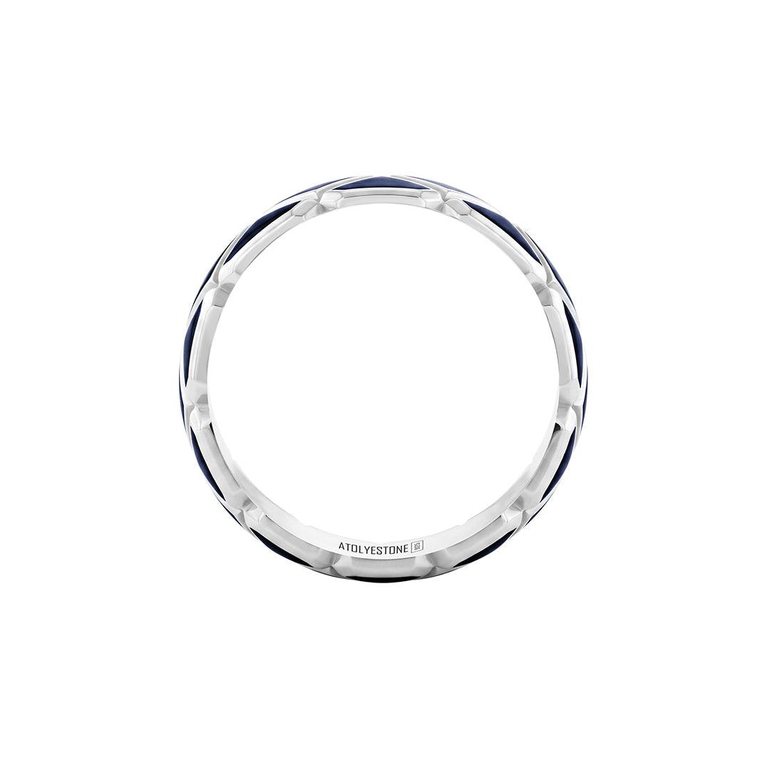 925 Solid Silver Enamel Triangle Band