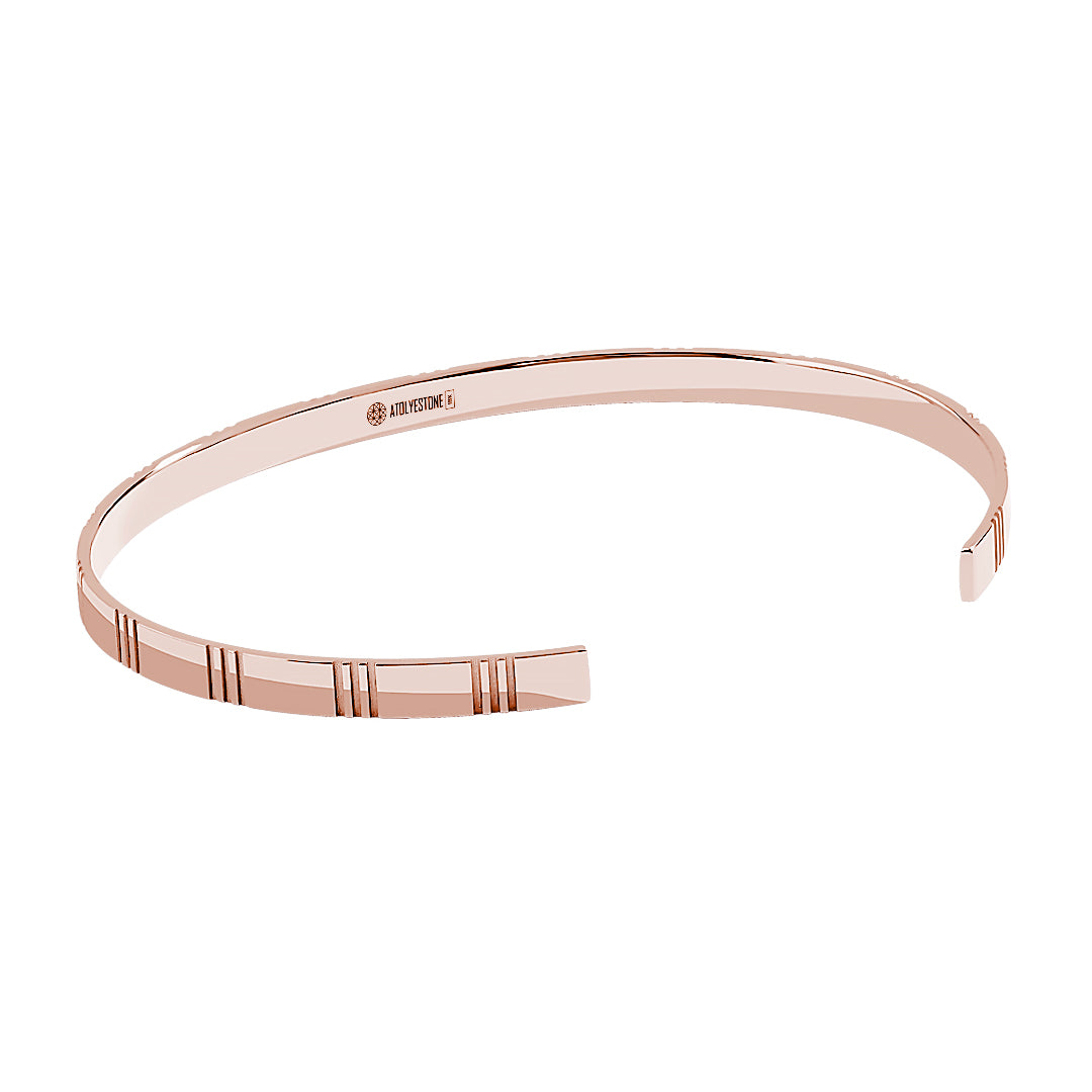 Solid Gold Etched Cuff Bracelet for Men - Rose Gold