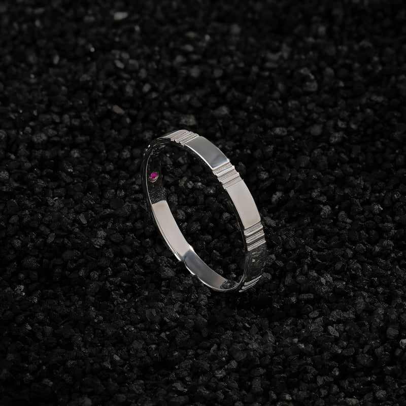 Men's Solid Silver Etched Band Ring