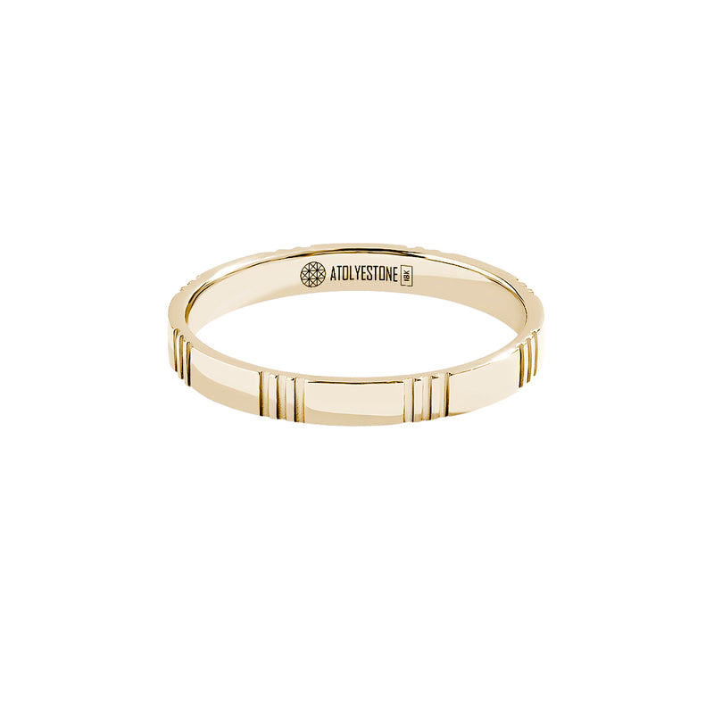 Men's Solid Gold Etched Band Ring 