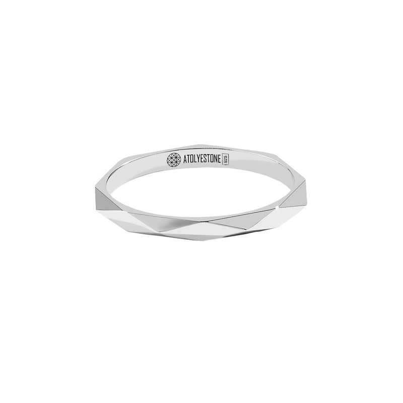 925 Sterling Silver Faceted Wedding Band for Men 