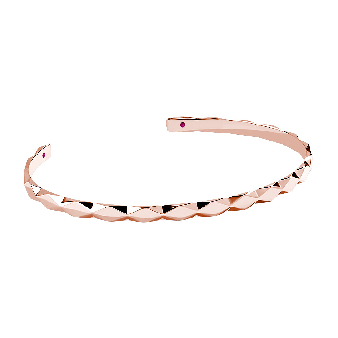 Men's Faceted Design Cuff Bracelet in Solid Gold - Rose Gold