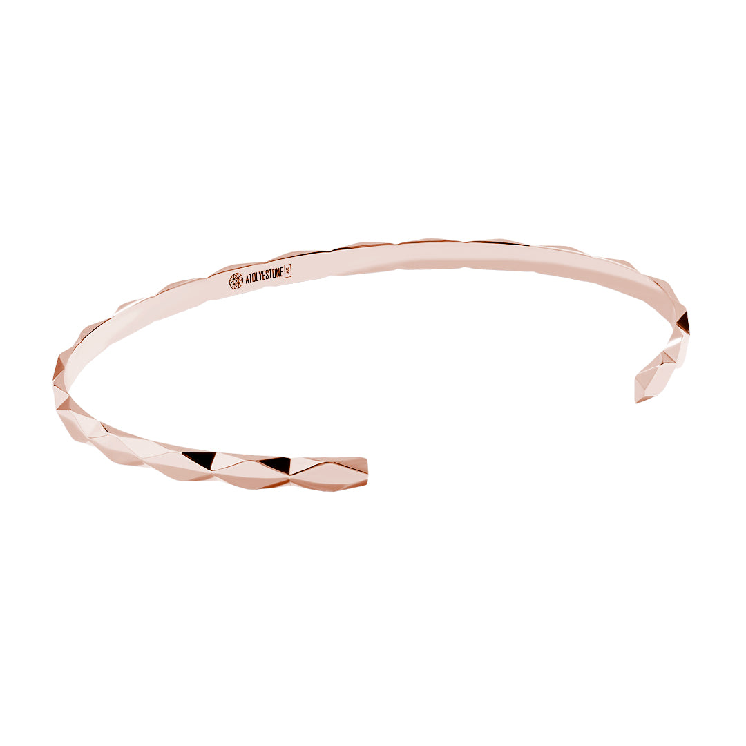 Men's Faceted Design Cuff Bracelet in Real Gold - Rose Gold
