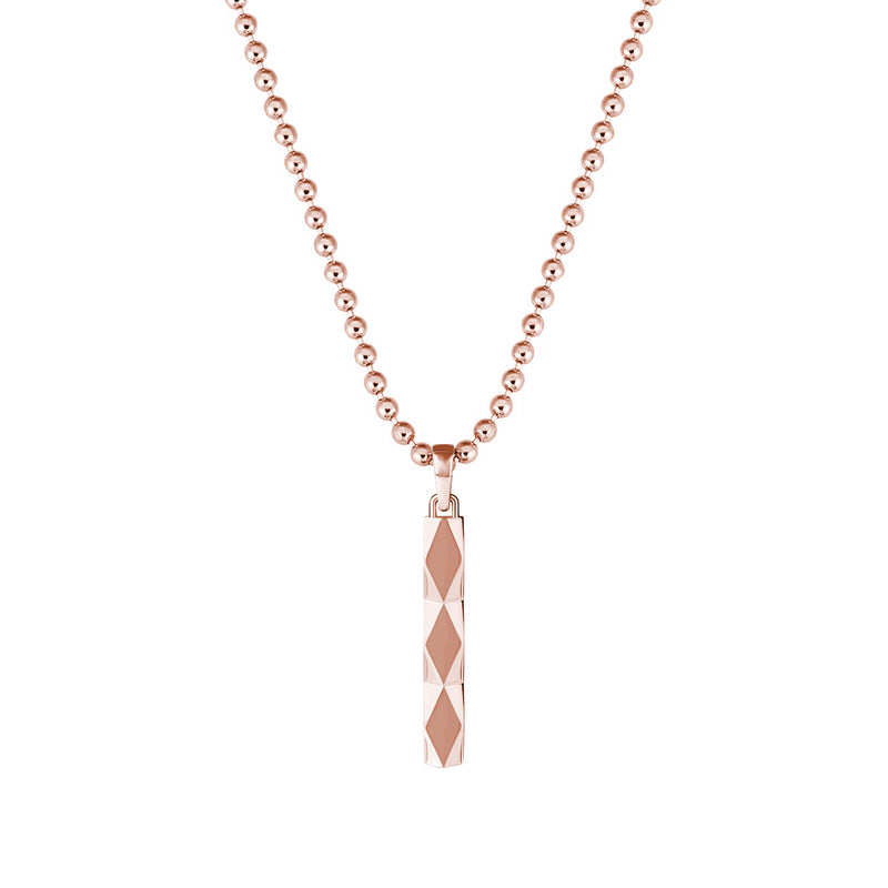 Men's Faceted Design Tag Necklace in Solid Rose Gold