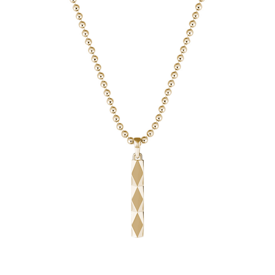 Men's Faceted Design Tag Necklace in Solid Rose Gold