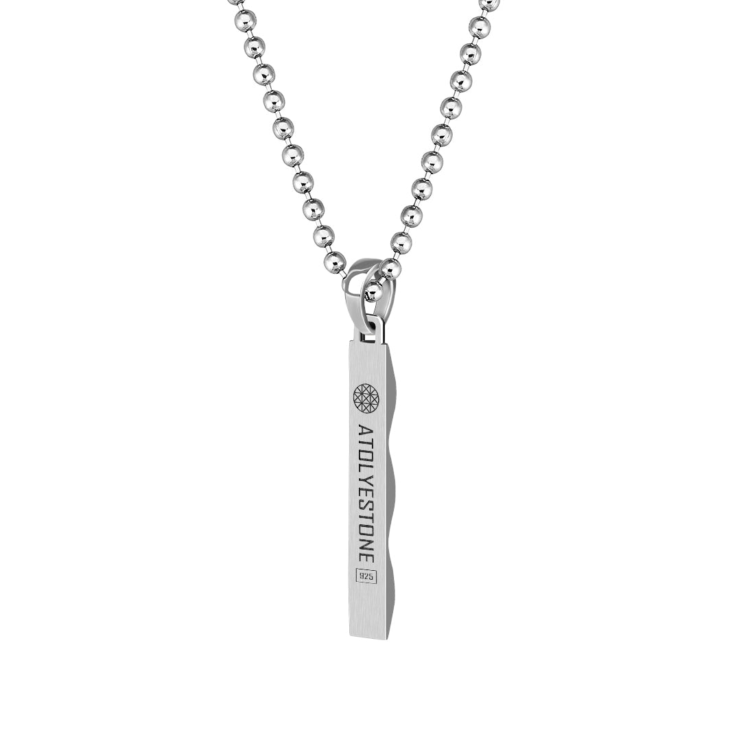 Men's Geometric Faceted Tag Necklace in 925 Sterling Silver