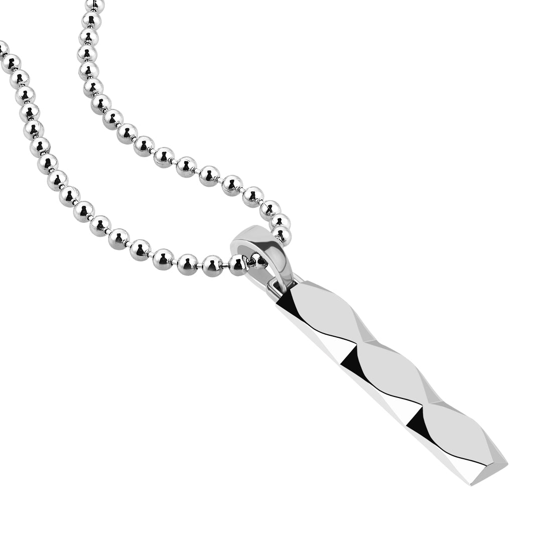 Men's Geometric Faceted Tag Necklace in 925 Solid Silver