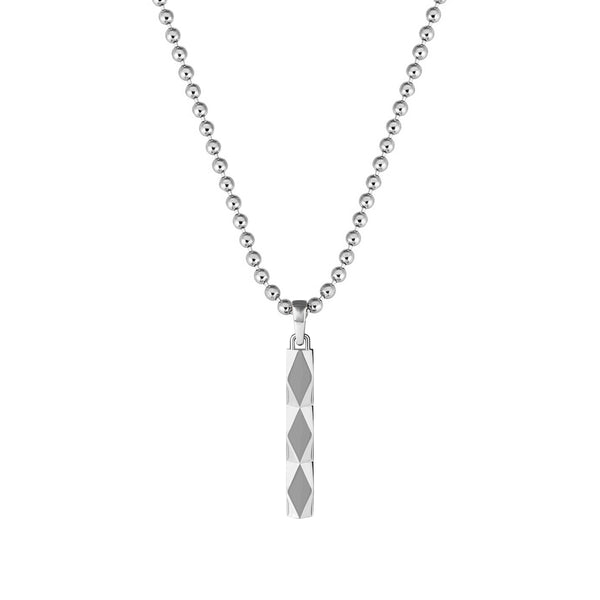Men's Faceted Design Tag Necklace in 925 Solid Silver