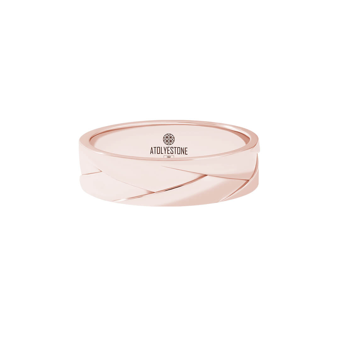 Flat-Braid Band Ring in Solid Rose Gold