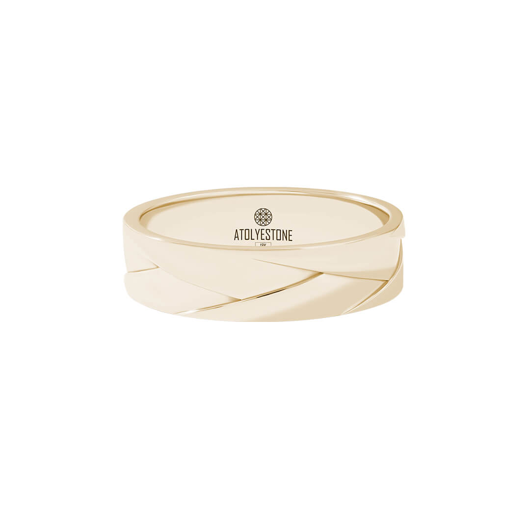 Flat-Braid Band Ring in Solid Yellow Gold