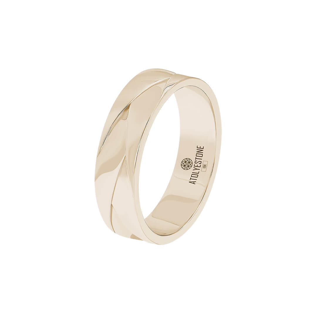 Yellow Solid Gold Flat-Braid Band Ring