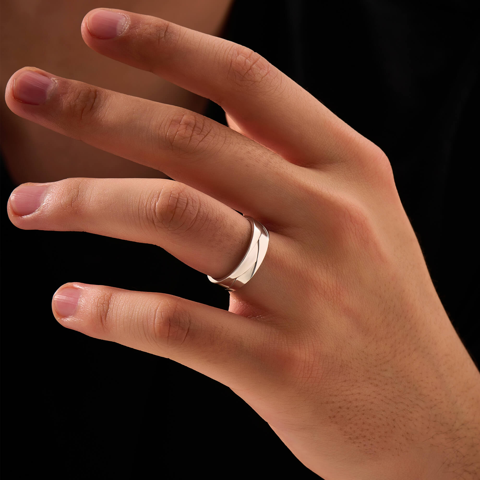 Men's Solid Silver Flat-Braid Band Ring