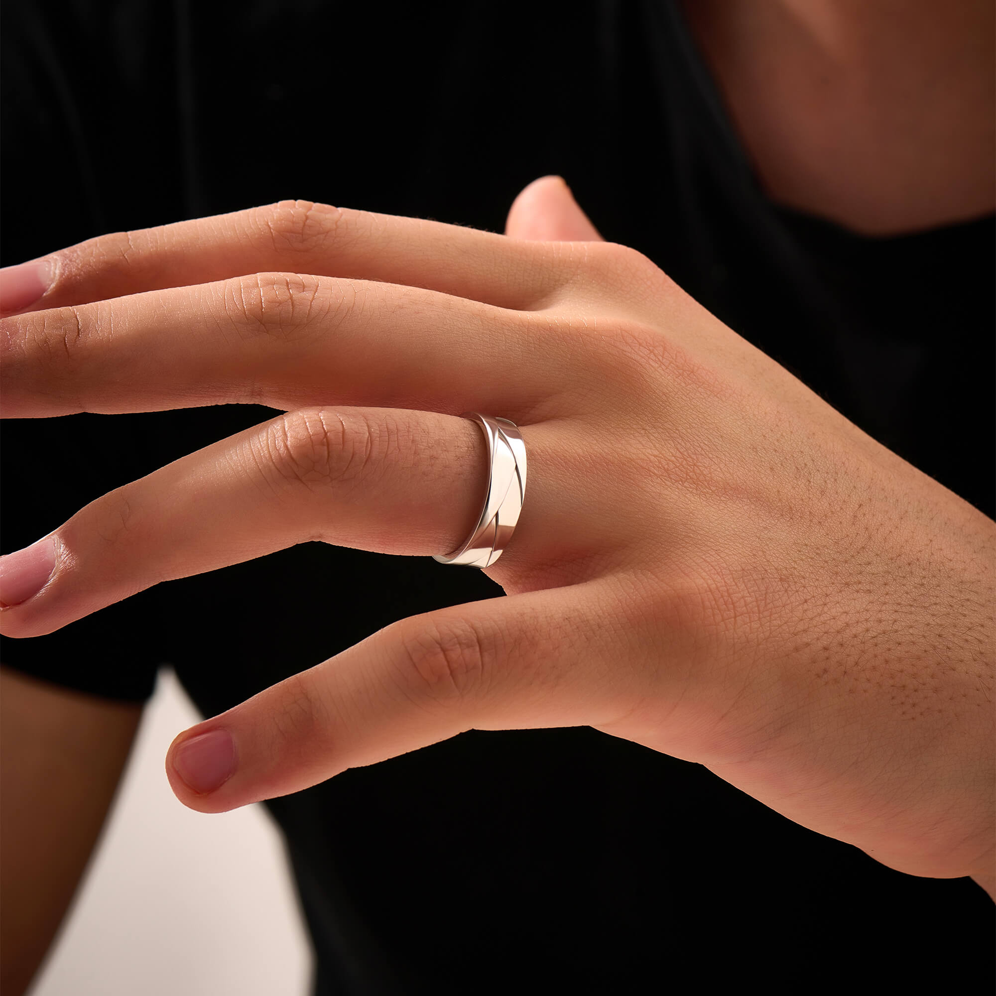 Men's 925 Sterling Silver Flat-Braid Band