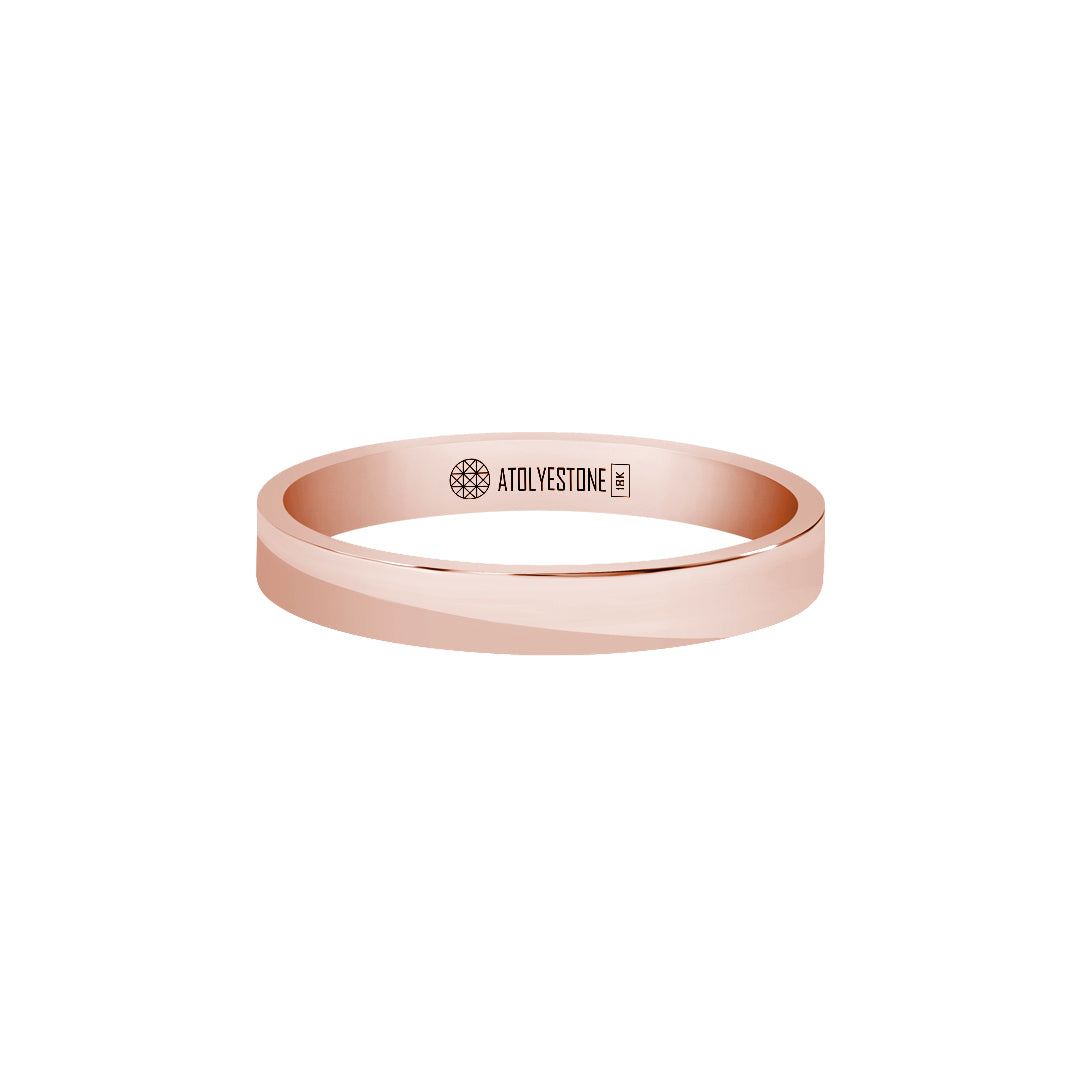 Men's Solid Rose Gold Flat Band Ring - 3mm
