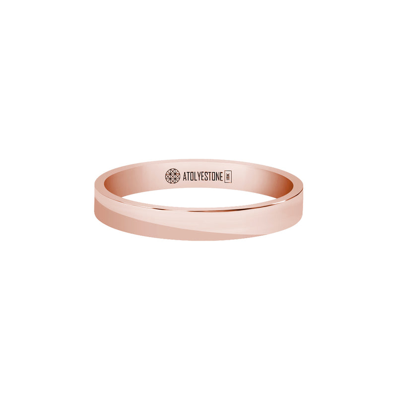 Men's Solid Rose Gold Flat Band Ring - 3mm