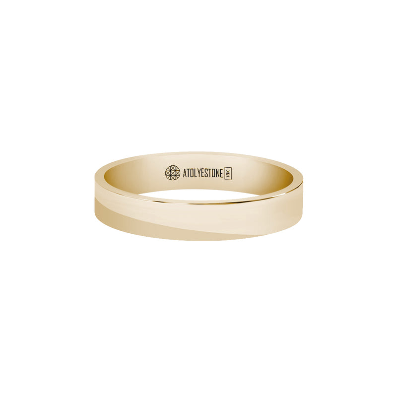 Men's Solid Yellow Gold Flat Band Ring - 4mm