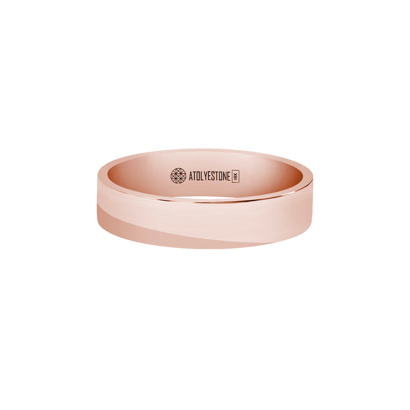 Men's Solid Rose Gold Flat Band Ring - 5mm