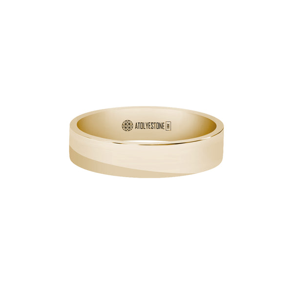 Men's Solid Yellow Gold Flat Band Ring - 5mm