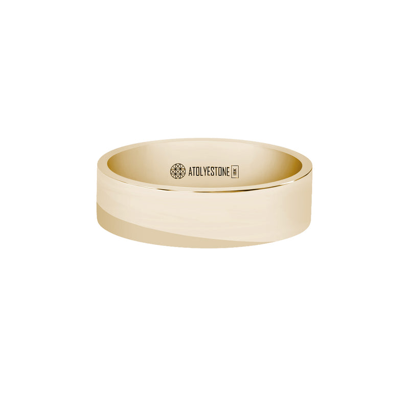 Men's Solid Yellow Gold Flat Band Ring - 6mm