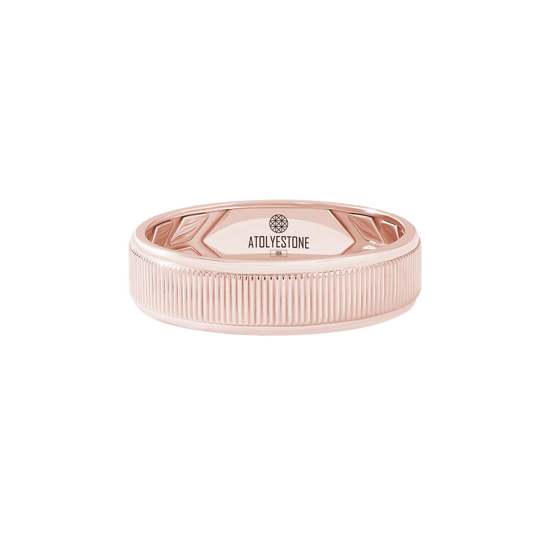 Fluted Band Ring in Solid Rose Gold