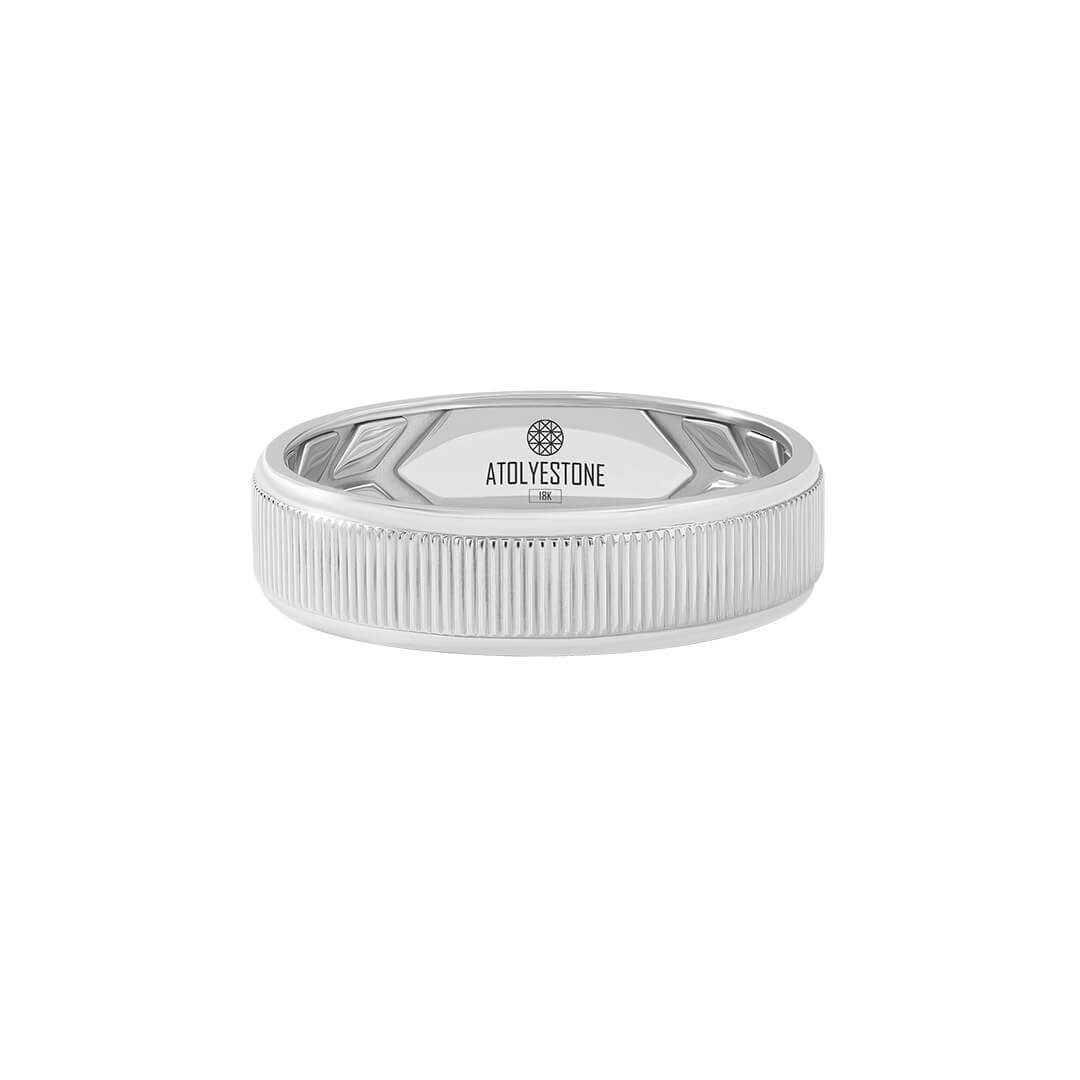 Fluted Band Ring in Solid White Gold