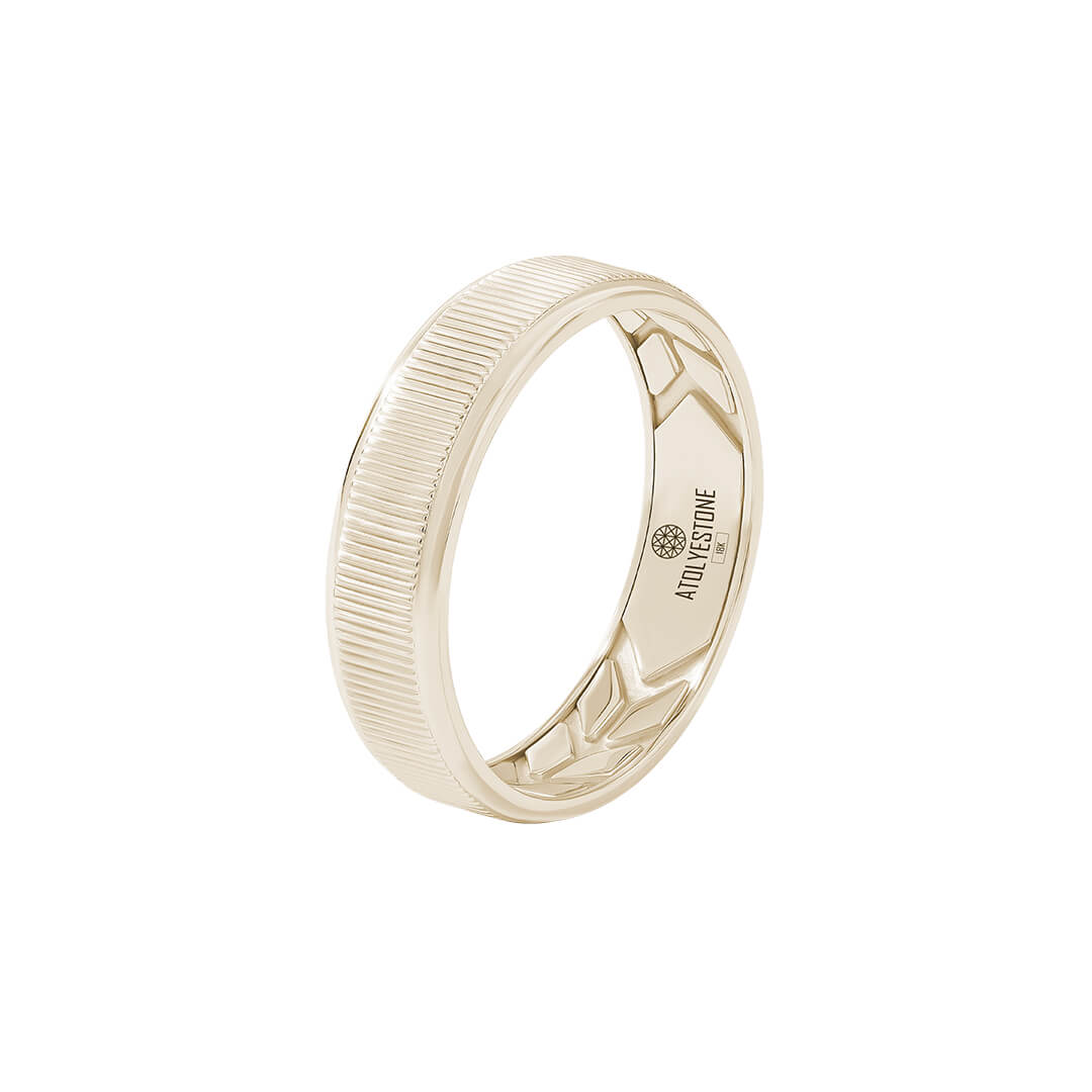 Yellow Solid Gold Fluted Band Ring