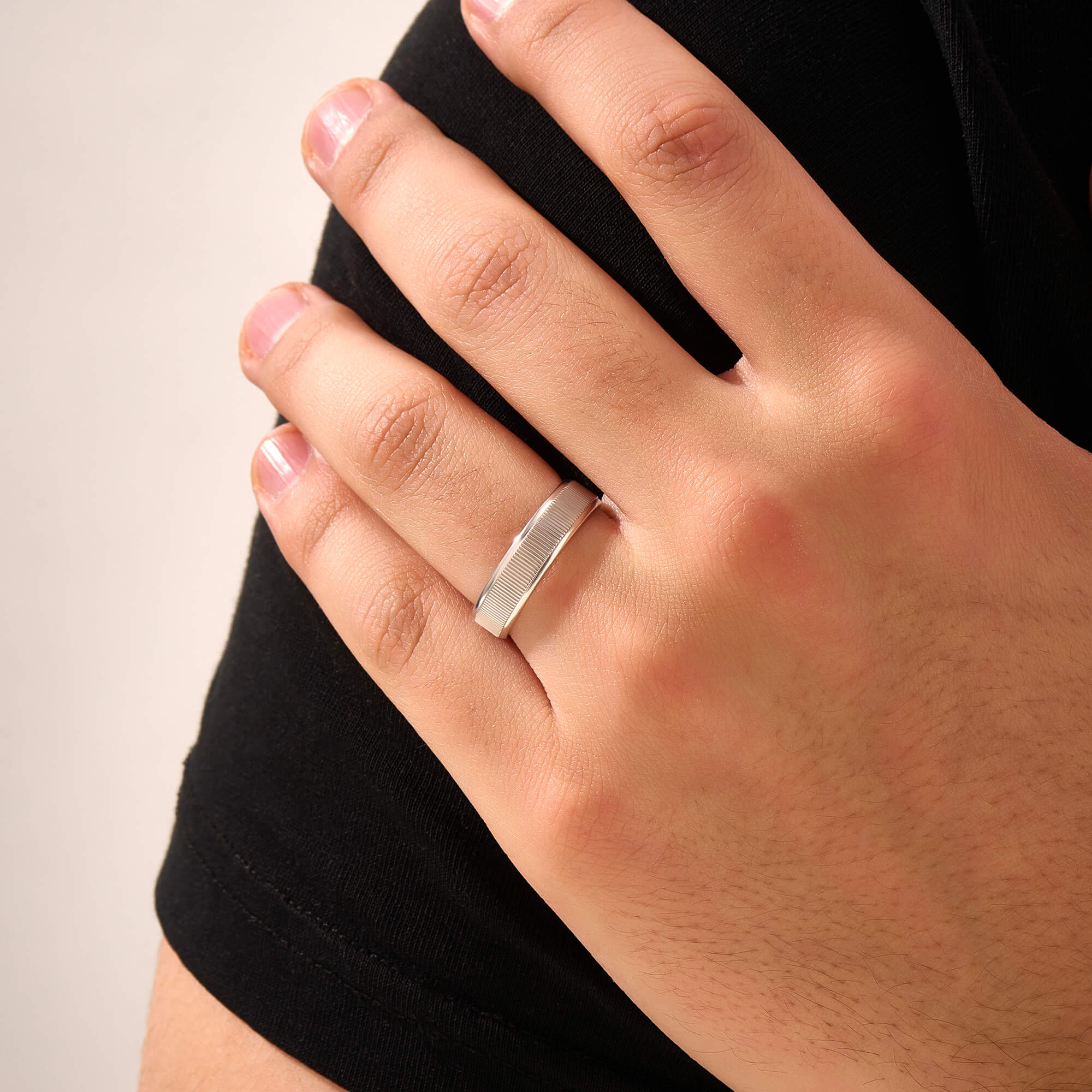 Men's Solid Silver Fluted Band Ring