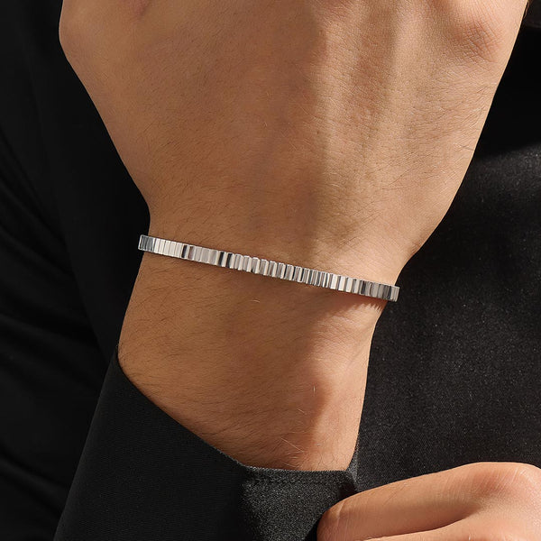 Gear Design Cuff Bracelet in 925 Sterling Silver